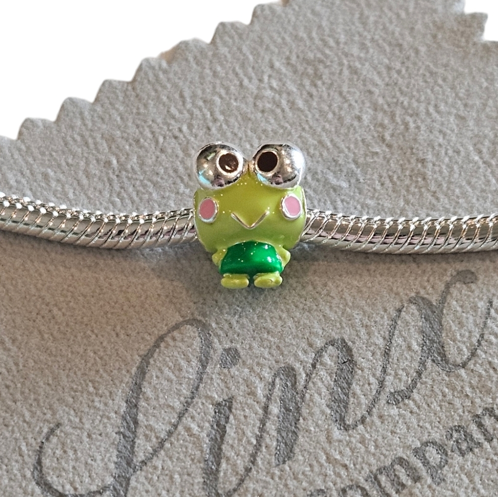 🎆LINX DISCONTINUED Silver Keroppi Hello Kitty Green Frog Bracelet Charm